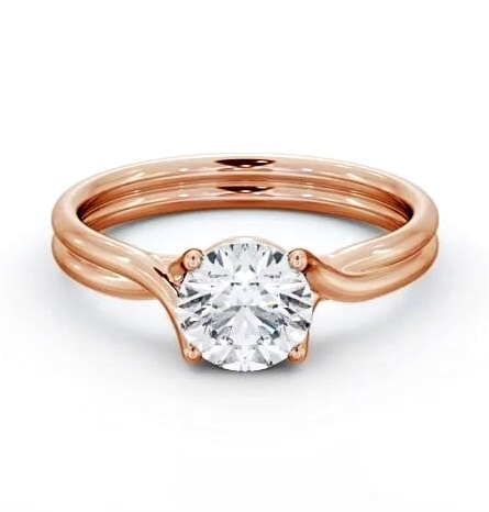 Round Diamond Twin Band Engagement Ring 18K Rose Gold Solitaire ENRD215_RG_THUMB1