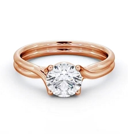 Round Diamond Twin Band Engagement Ring 18K Rose Gold Solitaire ENRD215_RG_THUMB2 