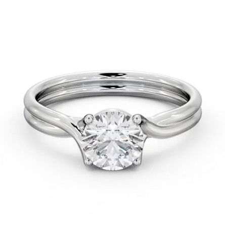 Round Diamond Twin Band Engagement Ring Palladium Solitaire ENRD215_WG_THUMB1