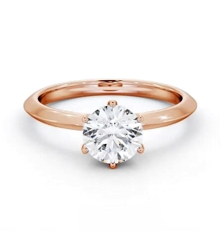 Round Diamond Knife Edge Band Engagement Ring 18K Rose Gold Solitaire ENRD216_RG_THUMB1
