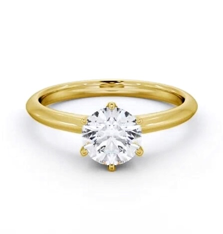 Round Diamond Knife Edge Band Engagement Ring 9K Yellow Gold Solitaire ENRD217_YG_THUMB1