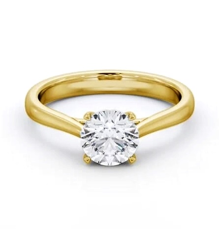 Round Diamond Classic 4 Prong Ring 18K Yellow Gold Solitaire ENRD218_YG_THUMB1