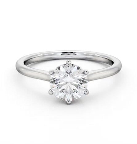 Round Diamond Classic 6 Prong Engagement Ring 9K White Gold Solitaire ENRD219_WG_THUMB1