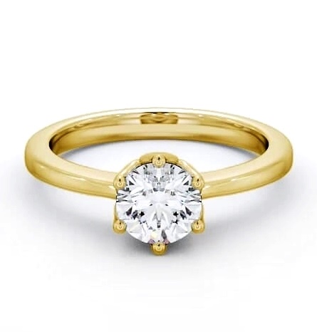 Round Diamond Decorative Engagement Ring 18K Yellow Gold Solitaire ENRD21_YG_THUMB1