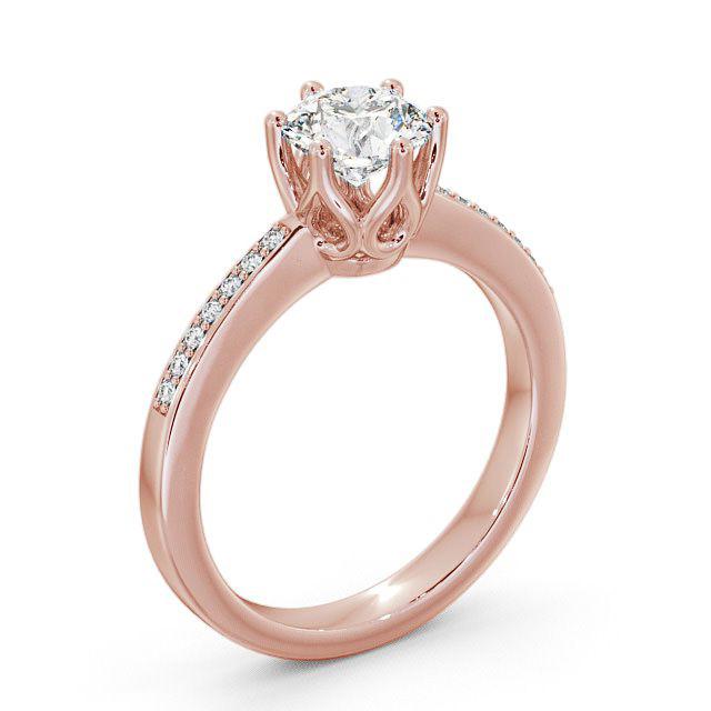 Round Diamond Engagement Ring 9K Rose Gold Solitaire With Side Stones - Makaila ENRD21S_RG_HAND