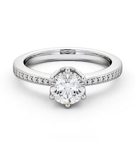 Round Diamond Intricate Detail 6 Prong Ring Platinum Solitaire ENRD21S_WG_THUMB1