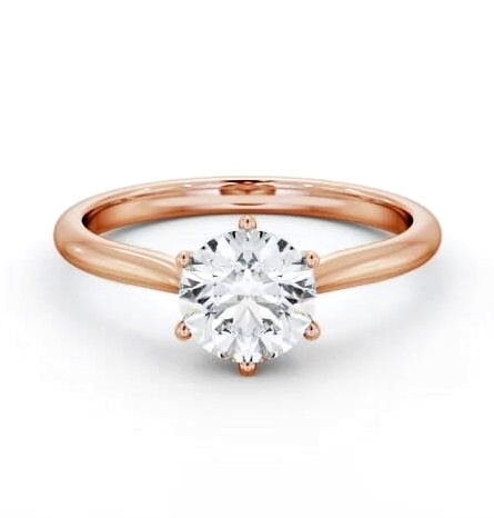 Round Diamond Tapered Band 6 Prong Ring 9K Rose Gold Solitaire ENRD220_RG_THUMB1