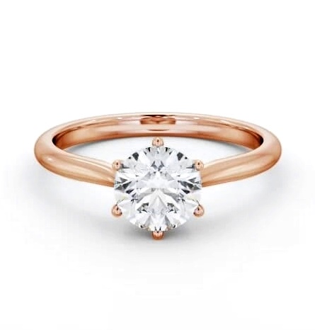 Round Diamond Tapered Band 6 Prong Ring 18K Rose Gold Solitaire ENRD220_RG_THUMB2 