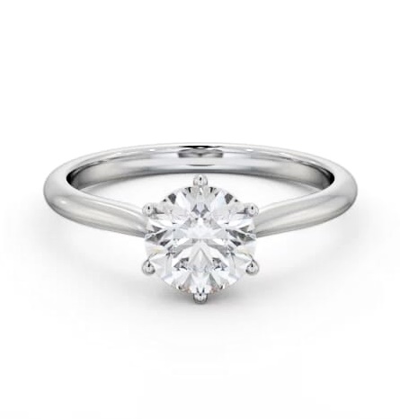 Round Diamond Tapered Band 6 Prong Ring 18K White Gold Solitaire ENRD220_WG_THUMB1