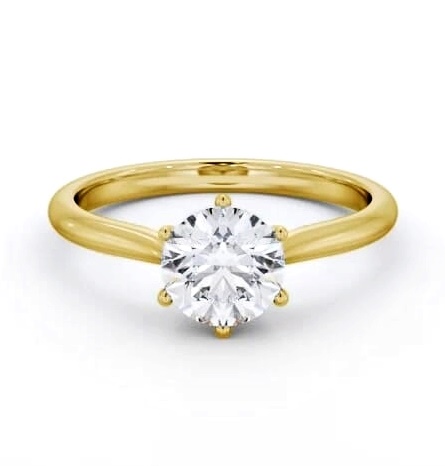 Round Diamond Tapered Band 6 Prong Ring 18K Yellow Gold Solitaire ENRD220_YG_THUMB1