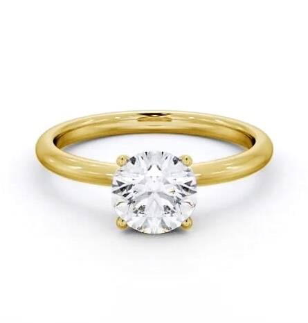 Round Diamond Hidden Halo Engagement Ring 18K Yellow Gold Solitaire ENRD221_YG_THUMB1