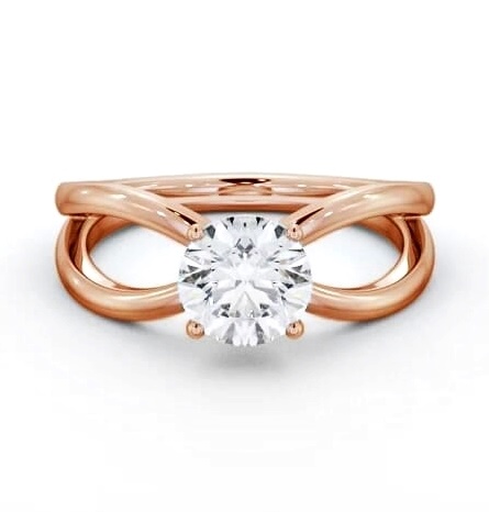 Round Diamond Split Bow Band Engagement Ring 18K Rose Gold Solitaire ENRD222_RG_THUMB2 