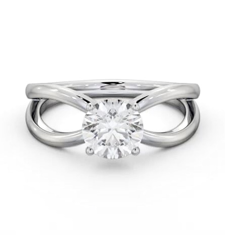 Round Diamond Split Bow Band Engagement Ring Platinum Solitaire ENRD222_WG_THUMB1