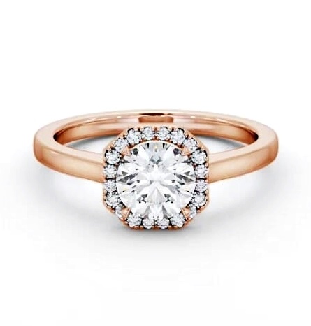 Round Diamond with Asscher Shape Halo Engagement Ring 18K Rose Gold ENRD225_RG_THUMB1