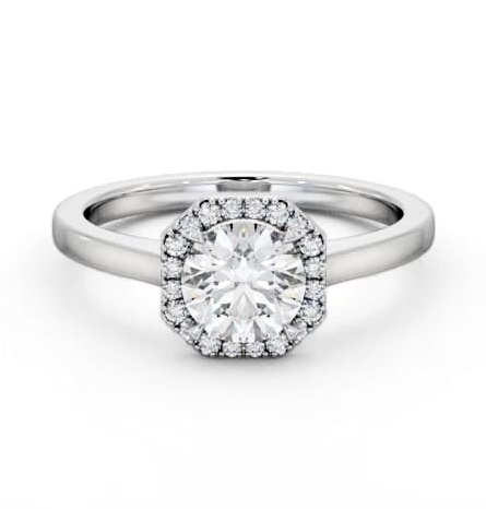 Round Diamond with Asscher Shape Halo Engagement Ring 18K White Gold ENRD225_WG_THUMB1
