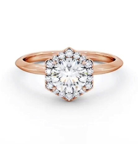 Round Diamond with Hexagon Shape Halo Engagement Ring 9K Rose Gold ENRD226_RG_THUMB1