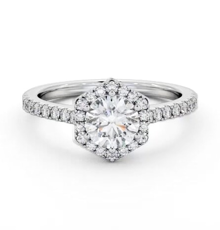 Round Diamond with Hexagon Shape Halo Engagement Ring Palladium ENRD227_WG_THUMB1