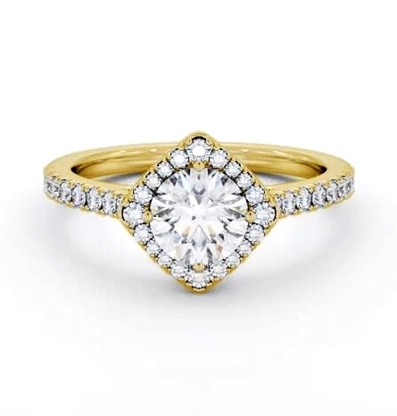 Halo Round Diamond with Rotated Head Engagement Ring 18K Yellow Gold ENRD228_YG_THUMB1