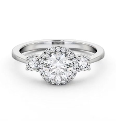Halo Round Diamond Engagement Ring with Accent Diamonds 18K White Gold ENRD229_WG_THUMB1
