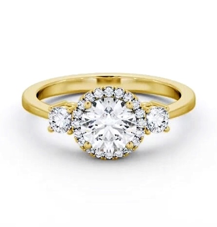 Halo Round Ring with Accent Diamonds 18K Yellow Gold ENRD229_YG_THUMB1