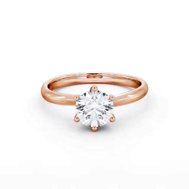 Round Diamond Engagement Ring 18K Rose Gold Solitaire - Aster ENRD22_RG_HAND