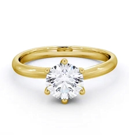 Round Diamond Twisted Head Engagement Ring 18K Yellow Gold Solitaire ENRD22_YG_THUMB1