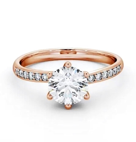 Round Diamond Dainty 6 Prong Engagement Ring 9K Rose Gold Solitaire ENRD22S_RG_THUMB2 