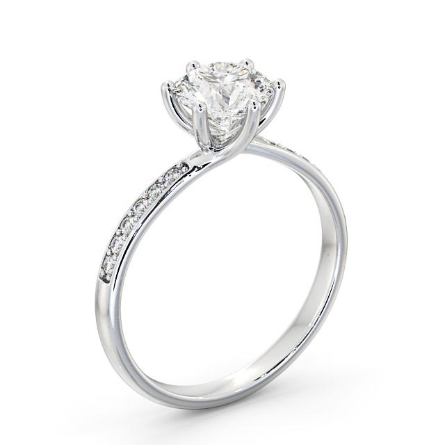Round Diamond Engagement Ring 18K White Gold Solitaire With Side Stones - Corrie ENRD22S_WG_HAND