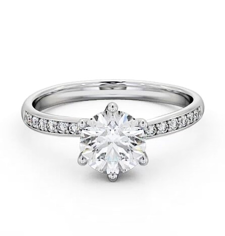 Round Diamond Dainty 6 Prong Engagement Ring 18K White Gold Solitaire ENRD22S_WG_THUMB1