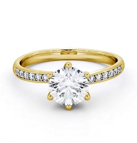 Round Diamond Dainty 6 Prong Engagement Ring 9K Yellow Gold Solitaire ENRD22S_YG_THUMB2 
