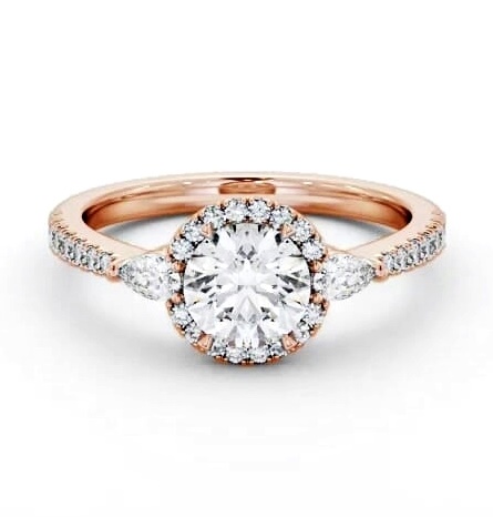 Halo Round with Pear Diamond Engagement Ring 18K Rose Gold ENRD231_RG_THUMB1