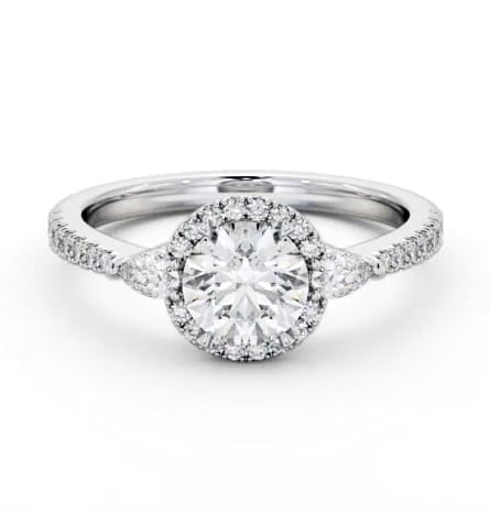 Halo Round with Pear Diamond Engagement Ring 9K White Gold ENRD231_WG_THUMB1