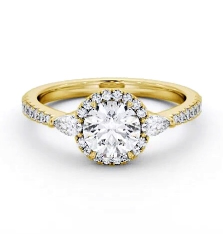 Halo Round with Pear Diamond Engagement Ring 18K Yellow Gold ENRD231_YG_THUMB1