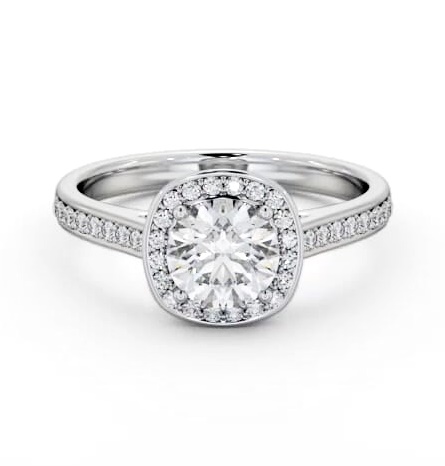 Round Diamond with Channel Set Halo Engagement Ring 18K White Gold ENRD232_WG_THUMB1
