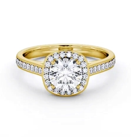 Round Diamond with Channel Set Halo Engagement Ring 18K Yellow Gold ENRD232_YG_THUMB1