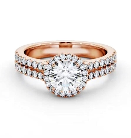 Halo Round Diamond Split Band Engagement Ring 18K Rose Gold ENRD234_RG_THUMB1