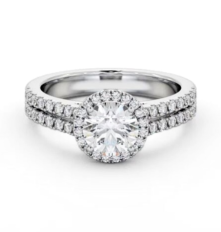 Halo Round Diamond Split Band Engagement Ring 18K White Gold ENRD234_WG_THUMB1