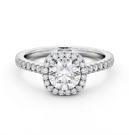 Halo Round Diamond Engagement Ring with Diamond Set Supports Palladium ENRD237_WG_THUMB1
