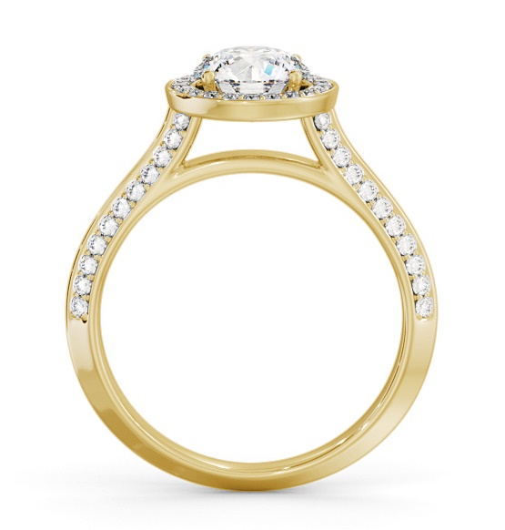 Halo Round Diamond with Knife Edge Band Ring 18K Yellow Gold ENRD238_YG_THUMB1 
