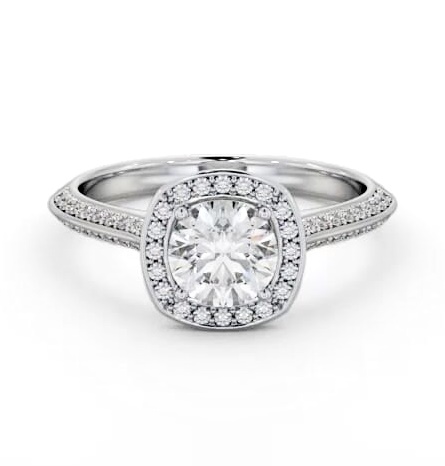 Halo Round Diamond with Knife Edge Band Engagement Ring 9K White Gold ENRD239_WG_THUMB1