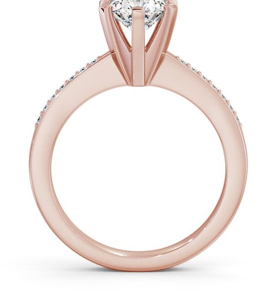 Round Diamond Squared Prongs Engagement Ring 9K Rose Gold Solitaire with Channel Set Side Stones ENRD23S_RG_THUMB1