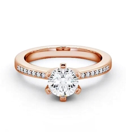 Round Diamond Squared Prongs Engagement Ring 18K Rose Gold Solitaire ENRD23S_RG_THUMB1