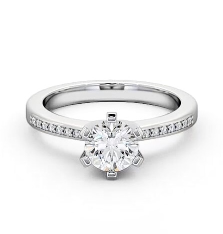 Round Diamond Squared Prongs Engagement Ring Platinum Solitaire ENRD23S_WG_THUMB1