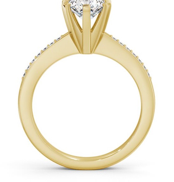 Round Diamond Squared Prongs Engagement Ring 9K Yellow Gold Solitaire with Channel Set Side Stones ENRD23S_YG_THUMB1