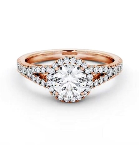 Halo Round Diamond Split Band Engagement Ring 18K Rose Gold ENRD240_RG_THUMB1