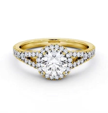Halo Round Diamond Split Band Engagement Ring 18K Yellow Gold ENRD240_YG_THUMB1