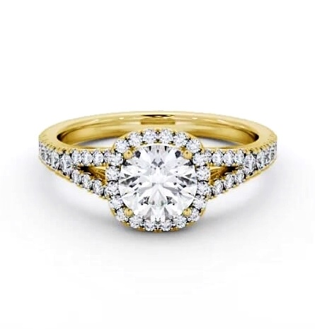 Halo Round Diamond Split Band Engagement Ring 9K Yellow Gold ENRD241_YG_THUMB1
