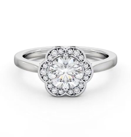 Round Diamond with A Floral Style Halo Engagement Ring 18K White Gold ENRD242_WG_THUMB1