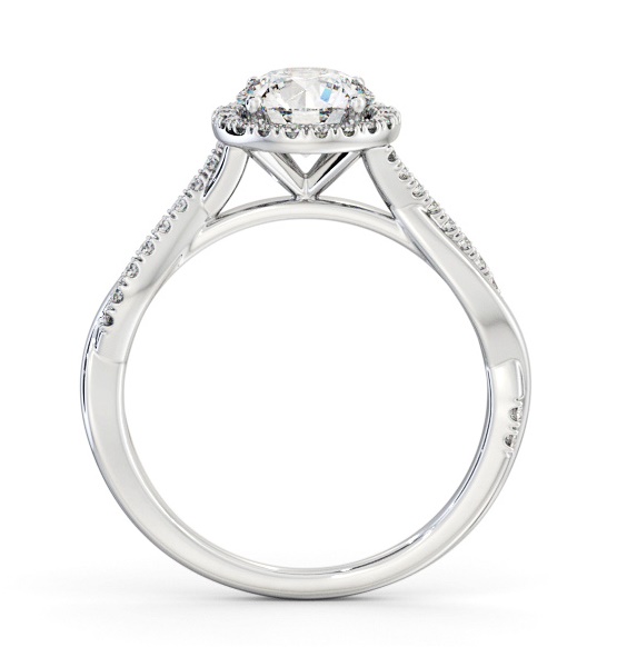 Halo Round Diamond Crossover Band Engagement Ring 18K White Gold ENRD245_WG_THUMB1 