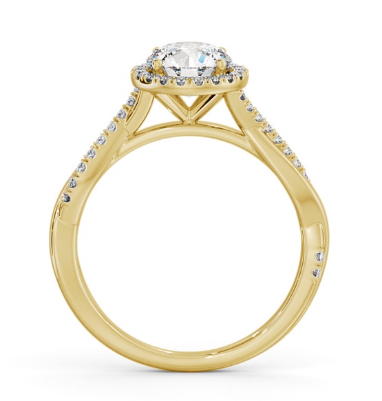 Halo Round Diamond Crossover Band Engagement Ring 18K Yellow Gold ENRD245_YG_THUMB1 